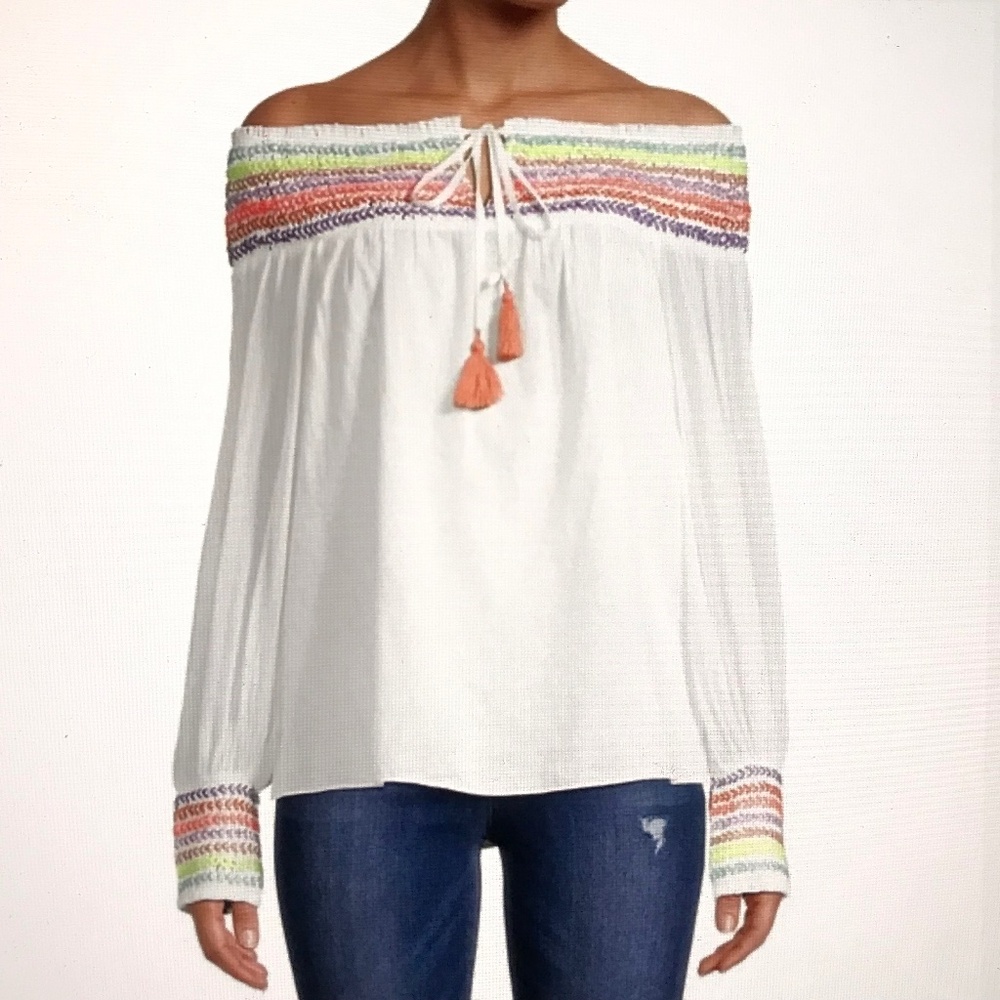 ALICE + OLIVIA Cotton Boho Peasant Top Blouse Size Small NWT